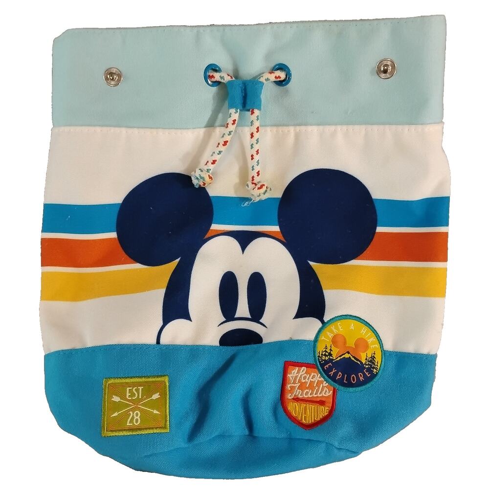 Disney Kids Mickey Rope Drawstring Backpack Bucket Bag Canvas Adjustable